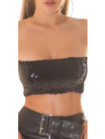 Sexy 2v1 Bandeau Crop Top s flitry a zipem