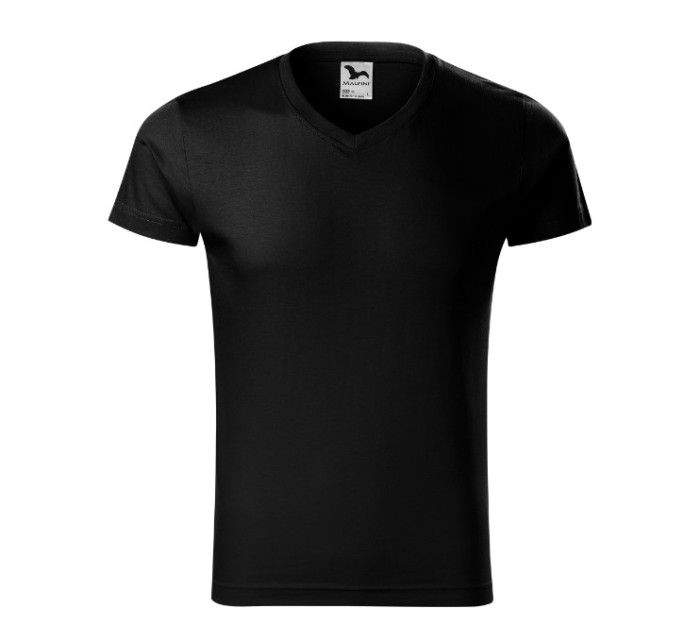 Slim Fit V-neck tričko pánské černá