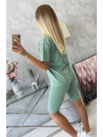 Komplet top+legginsy ciemny miętowy