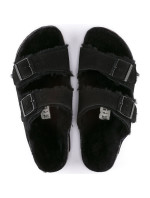 Dámské zateplené žabky s ovčí vlnou Birkenstock Arizona VL Shearling Black semišová kůže regular wide (0752661) dámské