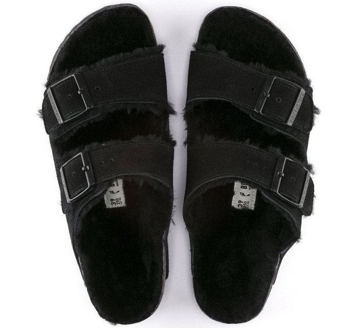 Dámské zateplené žabky s ovčí nou Arizona  Black kůže regular  dámské model 20693883 - Birkenstock