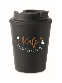 KAFE S DONÁŠKOU DO POSTELE - černý termohrnek 300 ml