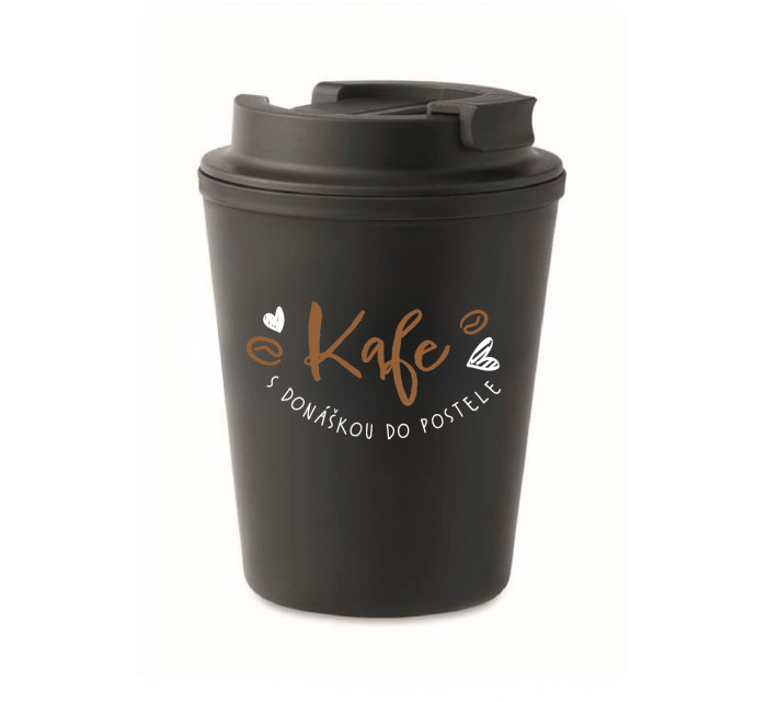 KAFE S DONÁŠKOU DO POSTELE - černý termohrnek 300 ml