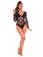 Sexy long sleeve lace body with deep model 19617348 - Style fashion