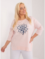 Světle růžová halenka plus size s rozparky