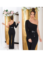 Sexy Koucla One Shoulder Overall with belt