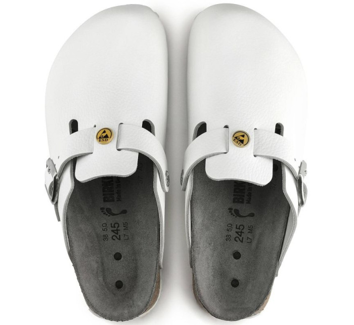 Birkenstock women's clogs Boston ESD White natural leather medical flip-flops narrow narrow (0061378) dámské