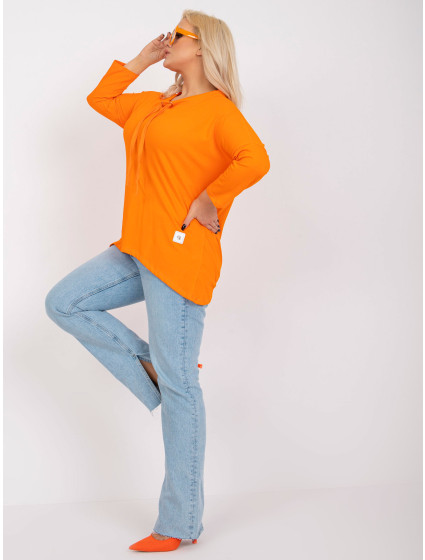 Oranžová bavlněná halenka plus size basic