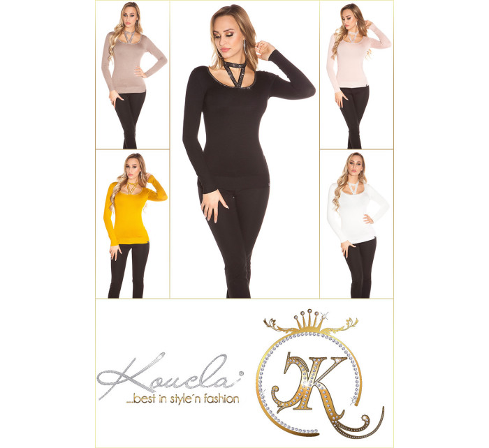 Trendy KouCla sweater with neck lacing & model 19587709 - Style fashion