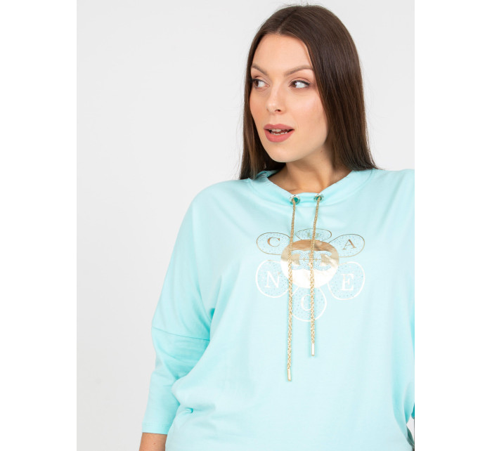 Bavlněná halenka Mint plus size s aplikací