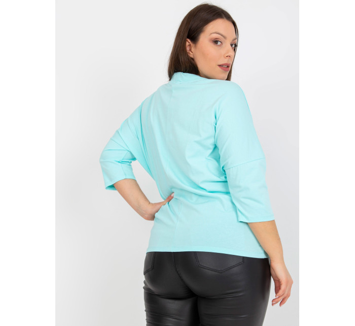 Bavlněná halenka Mint plus size s aplikací