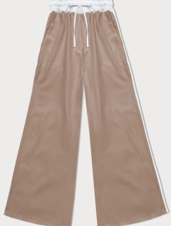Volné dámské kalhoty v karamelové barvě s lampasy (764ART)