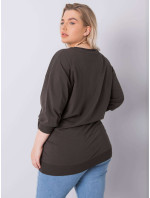 Tmavá khaki halenka plus size velikosti s nášivkou Messina