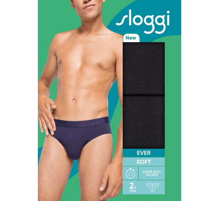 Pánské slipy EVER Soft Brief 2P - BLACK - černé 0004 - SLOGGI