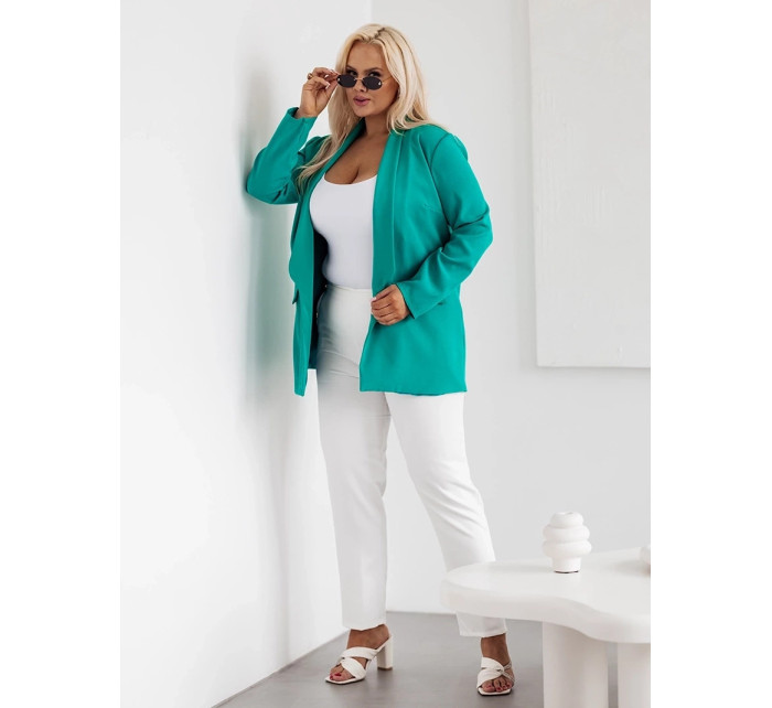 Klasické dámské plus size sako v mořské barvě model 19764324 - Moon