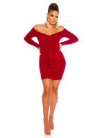 Sexy neck knitted dress with model 19613589 - Style fashion