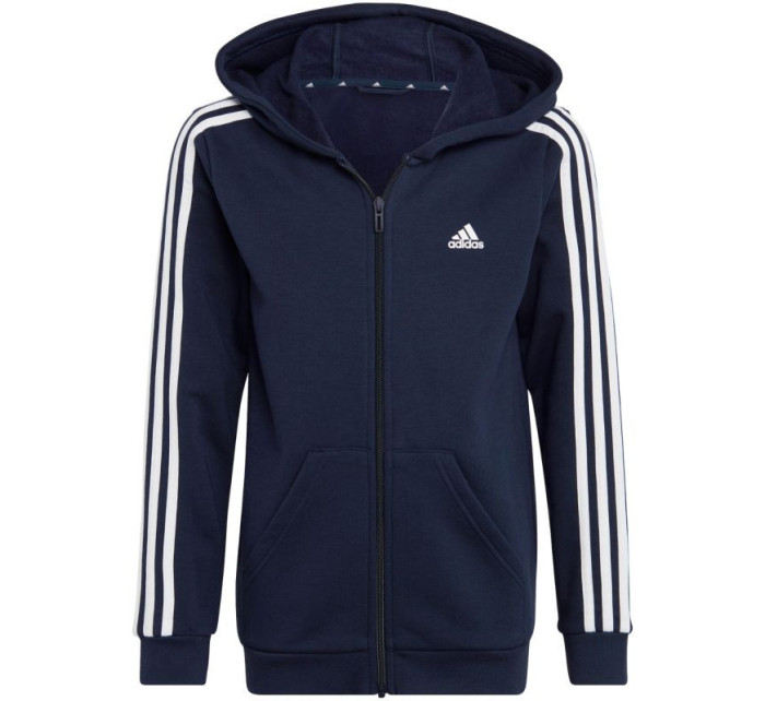 Adidas Essentials 3-Stripes Fleecová mikina s kapucí a zipem Jr IC0600