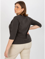 Dámské tričko plus size s 3/4 raglánovým rukávem - khaki