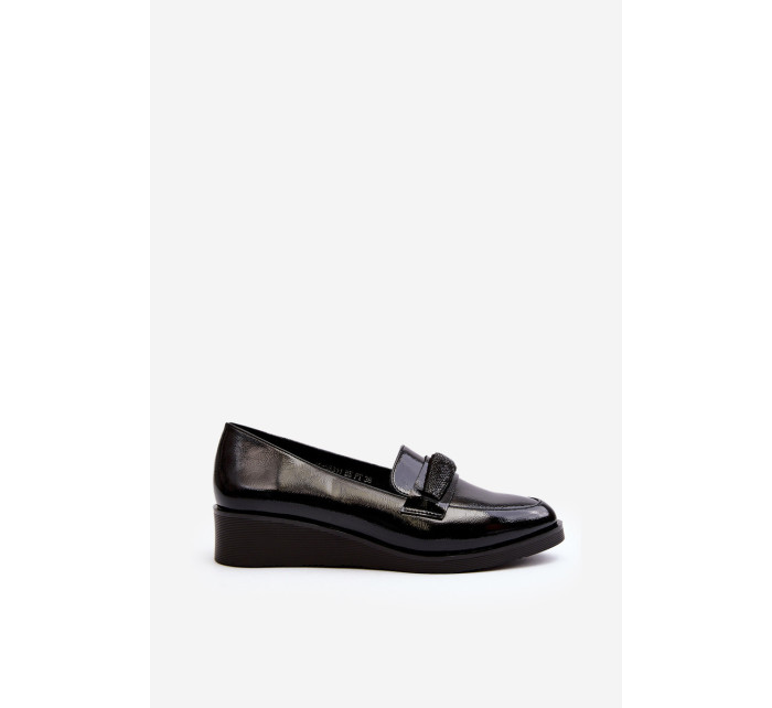 Dámské lakované boty Loafers Black Polike