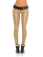 Sexy KouCla Leather look pants with fabric collar