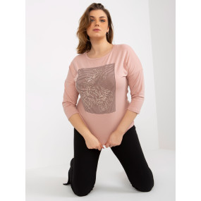 Světle růžová halenka s kulatým výstřihem plus size