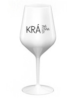 KRÁSNÁ KRÁLOVNA KRÁSY - bílá nerozbitná sklenice na víno 470 ml
