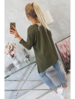 Halenka oversize s khaki potiskem duhových rtů