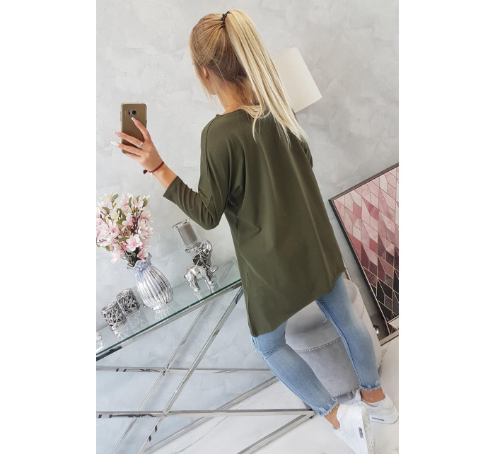 Halenka oversize s khaki potiskem duhových rtů