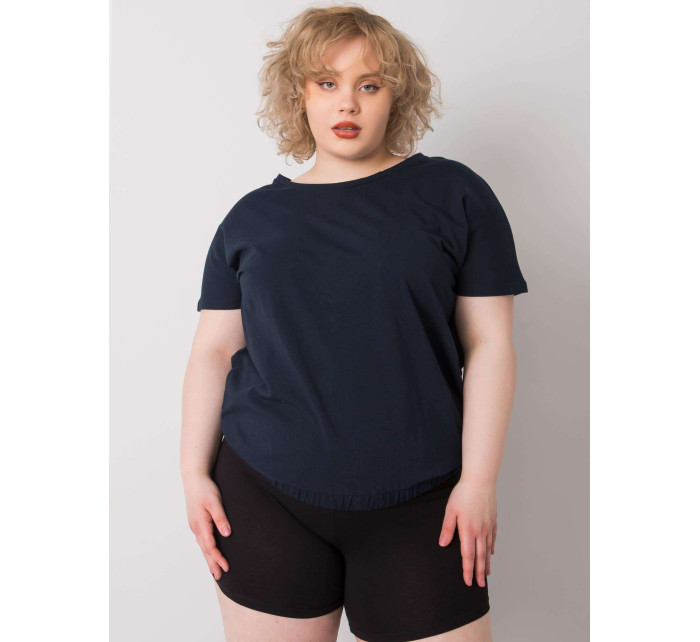 Tmavě modrá bavlněná halenka plus size