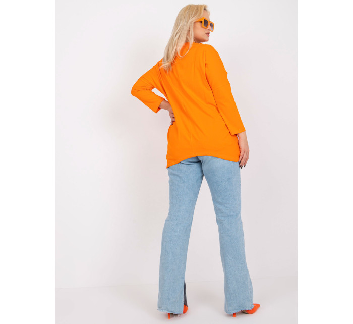 Oranžová bavlněná halenka plus size basic