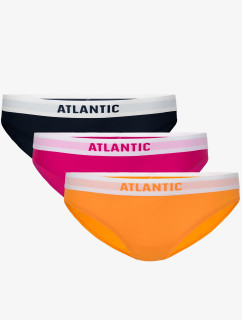 Dámské kalhotky Bikini ATLANTIC 3Pack - tmavě modrá, růžová, oranžová