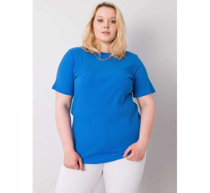 Námořnická modrá halenka plus size s pruhy