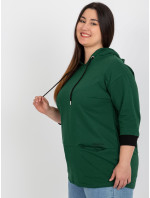 Tmavě zelená mikina plus size s kapucí