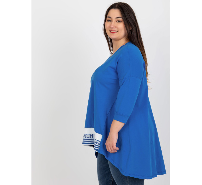 Tmavě modrá asymetrická plus size tunika