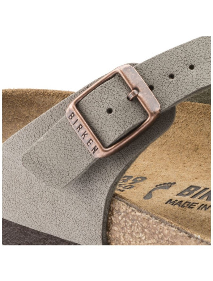 Pánské šedé žabky Birkenstock Gizeh Birko-Flor Nubuck Stone regular wide (43391) dámské