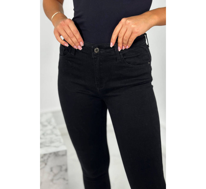 model 19041562 džíny s kapsami černý - K-Fashion
