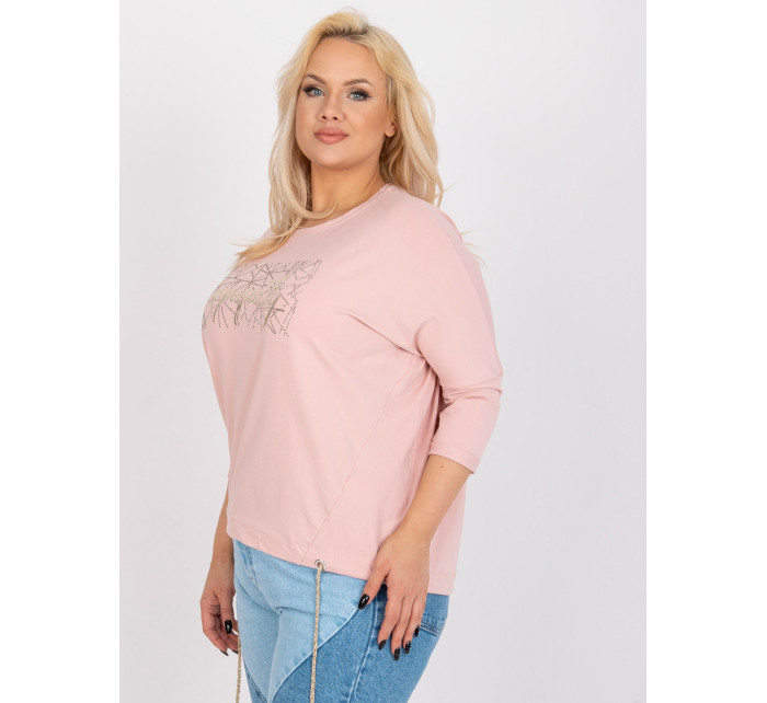 Prašně růžová plus size bavlněná halenka do práce