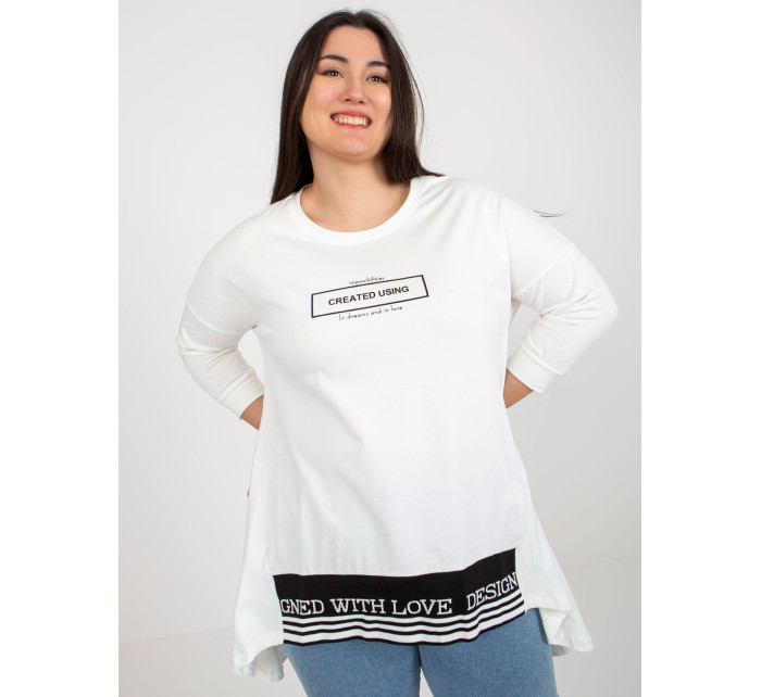 Ecru mikina plus size tunika s 3/4 rukávem