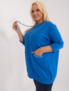 Tmavě modrá halenka plus size se stahovacími šňůrkami