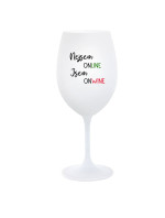 NEJSEM ONLINE JSEM ONWINE - bílá  sklenice na víno 350 ml