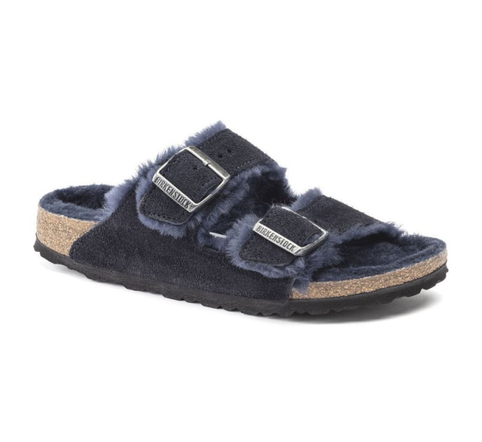 Birkenstock Arizona VL Shearling Midnight zateplené žabky semišová kůže úzké (1020583)