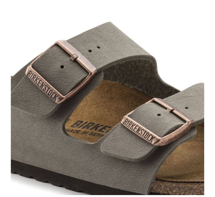 Dámské/ pánské žabky Birkenstock Arizona Birko-Flor Nubuck Stone regular wide grey (0151211)