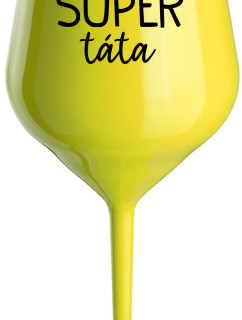 SUPER TÁTA - žlutá nerozbitná sklenice na víno 470 ml