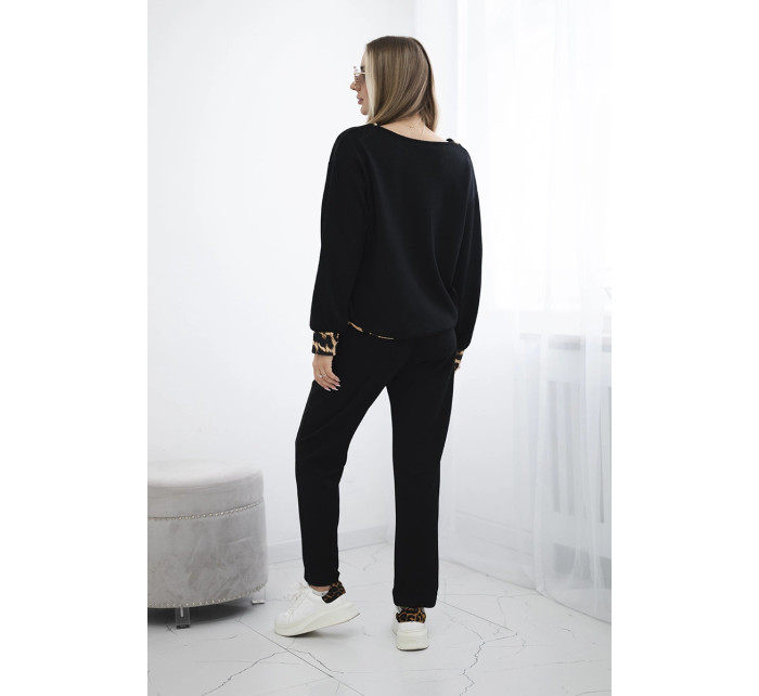 Sada se zvířecím motivem Sweatshirt + model 20507475 černý - K-Fashion