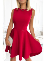 Elegantní dámské červené šaty s a s delší zadní částí model 17859928 - numoco