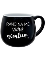 RÁNO NA MĚ VÁŽNĚ NEMLUV. - černý keramický hrníček 300 ml