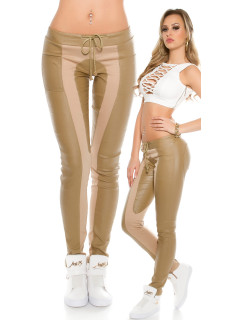 Trendy KouCla joggers in leather look & fabric app