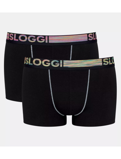 Pánské boxerky GO ABC Natural Hipster 2P - BLACK - černé 0004 - SLOGGI