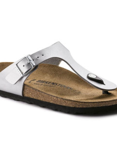 Dámské stříbrné žabky Birkenstock Gizeh Birko-Flor narrow (0043853)