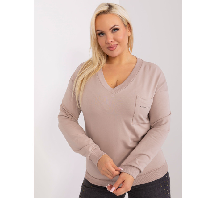 Béžová dámská halenka plus size s výstřihem